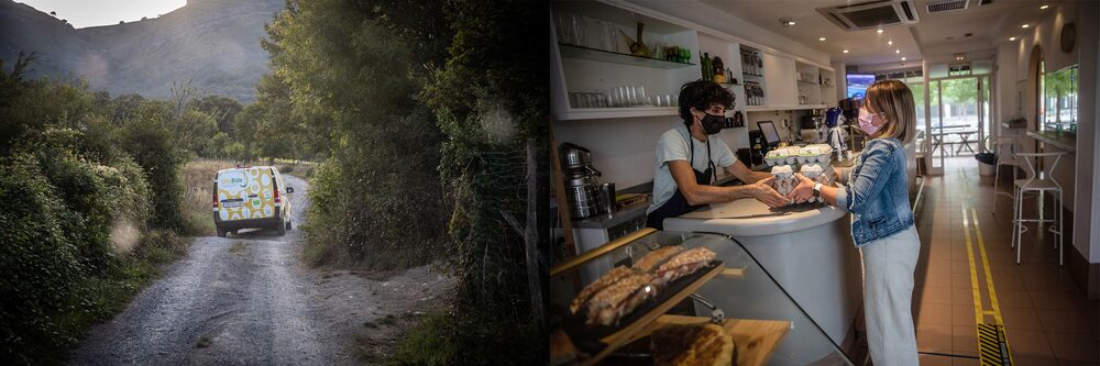 Álava recorre la región para repartir sus huevos cada mañana (izquierda). A lo largo de los años, ha conseguido una clientela fiel que incluye restaurantes de alta cocina como Azurmendi (derecha). Fotógrafo: Ángel García/Bloomberg
Álava recorre la región para repartir sus huevos cada mañana (izquierda). A lo largo de los años, ha conseguido una clientela fiel que incluye restaurantes de alta cocina como Azurmendi (derecha). Fotógrafo: Ángel García/Bloomberg