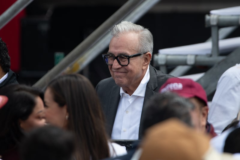 Ruben Rocha Moya, governor of Sinaloa state, during an event marking the first year report of Claudia Sheinbaum, Mexico's president, not pictured, at Zocalo Plaza in Mexico City, Mexico, on Sunday, Oct. 5, 2025. Sheinbaum's administration sees investment for its "Plan Mexico" to stimulate economic growth at 25% of GDP by next year. Photographer: Mayolo Lopez Gutierrez/Bloomberg Ruben Rocha Moya, governor of Sinaloa state, during an event marking the first year report of Claudia Sheinbaum, Mexico's president, not pictured, at Zocalo Plaza in Mexico City, Mexico, on Sunday, Oct. 5, 2025. Sheinbaum's administration sees investment for its "Plan Mexico" to stimulate economic growth at 25% of GDP by next year. Photographer: Mayolo Lopez Gutierrez/Bloomberg