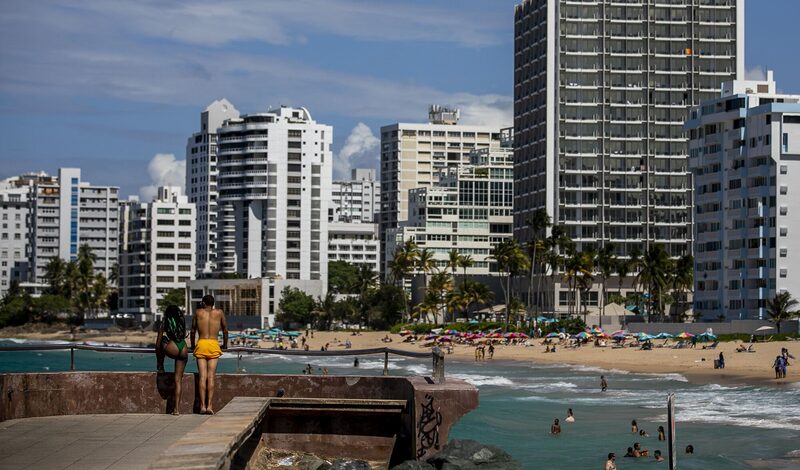 A beach in the Condado neighborhood of San Juan, Puerto Rico. A beach in the Condado neighborhood of San Juan, Puerto Rico.