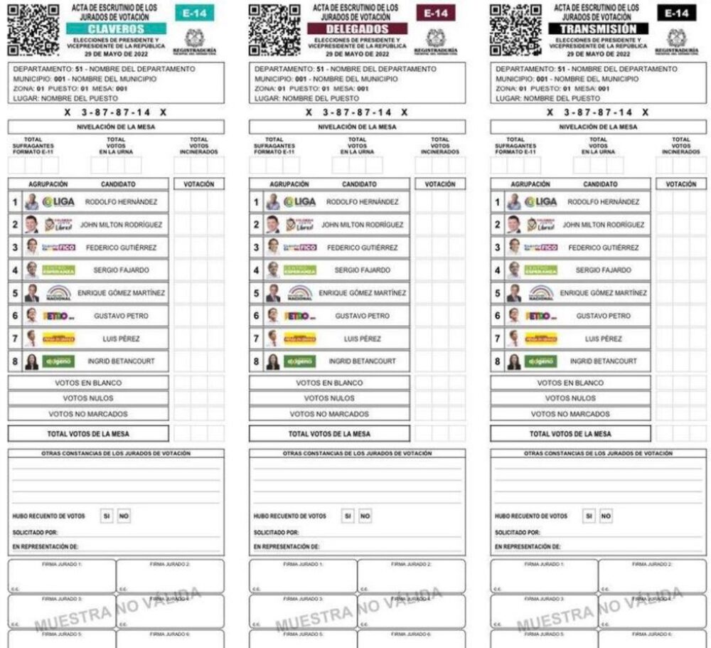 Nuevo formulario E-14 Nuevo formulario E-14