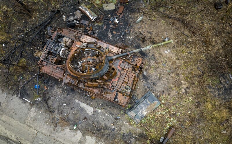 Imagen de un tanque ruso destruido Imagen de un tanque ruso destruido