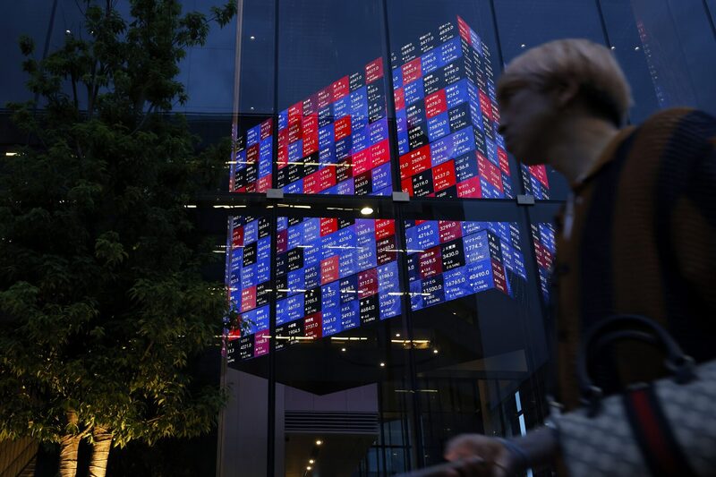 An illuminated electronic stock board displayed inside the Kabuto One building at dusk in Tokyo, Japan, on Thursday, June 27, 2024. The slump in the yen has gone so far that its no longer giving a boost to Japanese stocks. Photographer: Kiyoshi Ota/Bloomberg An illuminated electronic stock board displayed inside the Kabuto One building at dusk in Tokyo, Japan, on Thursday, June 27, 2024. The slump in the yen has gone so far that its no longer giving a boost to Japanese stocks. Photographer: Kiyoshi Ota/Bloomberg
