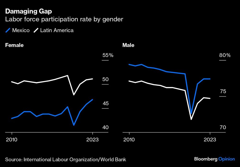 Gráfico de fuerza laboral mexicana por género Gráfico de fuerza laboral mexicana por género