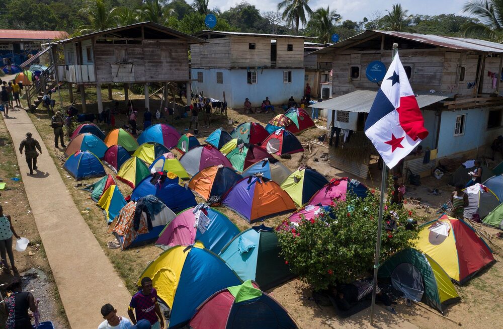 Un campamento de migrantes en Bajo Chiquito, en la provincia panameña de Darién Un campamento de migrantes en Bajo Chiquito, en la provincia panameña de Darién