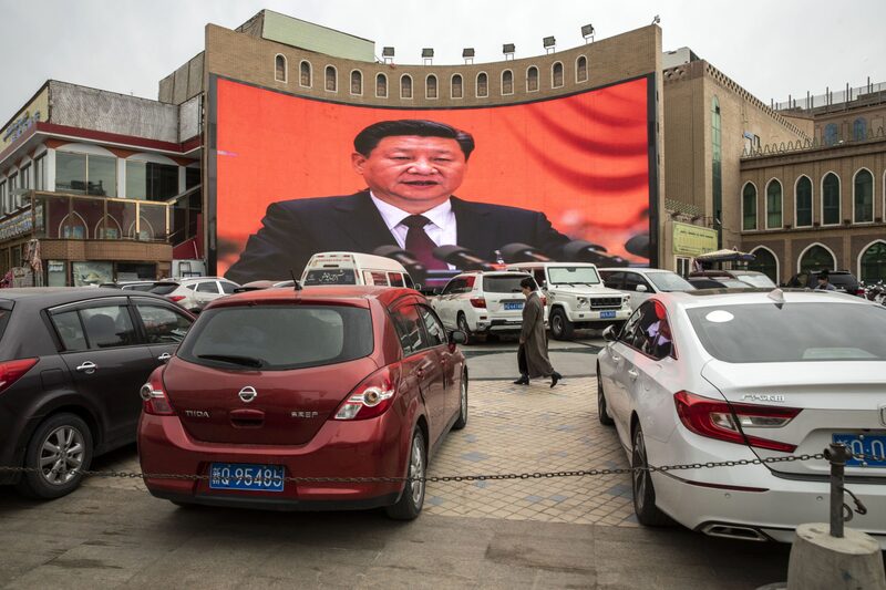 La imagen de Xi Jinping en una pantalla La imagen de Xi Jinping en una pantalla