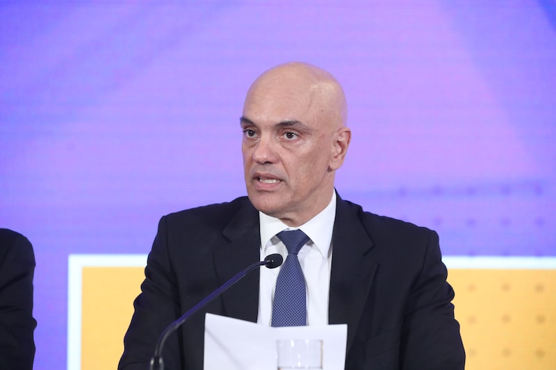O ministro Alexandre de Moraes em entrevista coletiva na sede do TSE em 2022: sanções dos EUA chegam ao fim O ministro Alexandre de Moraes em entrevista coletiva na sede do TSE em 2022: sanções dos EUA chegam ao fim