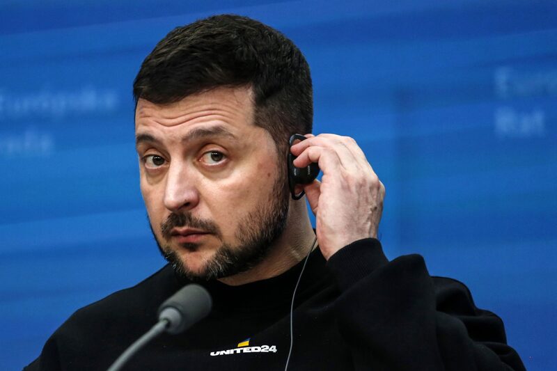 Volodymyr Zelenskiy, presidente de Ucrania, en una rueda de prensa durante una cumbre extraordinaria de líderes de la Unión Europea en la sede del Consejo Europeo en Bruselas, Bélgica, el jueves 9 de febrero de 2023. Volodymyr Zelenskiy, presidente de Ucrania, en una rueda de prensa durante una cumbre extraordinaria de líderes de la Unión Europea en la sede del Consejo Europeo en Bruselas, Bélgica, el jueves 9 de febrero de 2023.