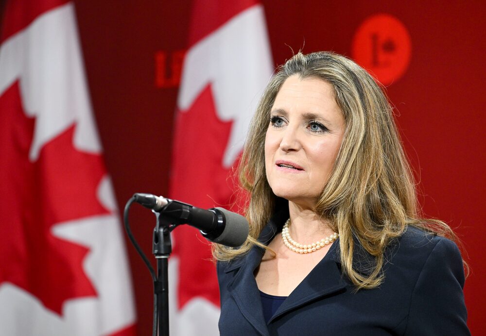 Chrystia Freeland, ex-ministra da Fazenda do Canadá e que buscou a liderança do Partido Liberal para comandar o país Chrystia Freeland, ex-ministra da Fazenda do Canadá e que buscou a liderança do Partido Liberal para comandar o país