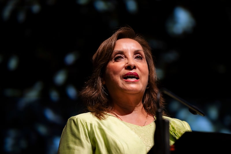 Dina Boluarte, presidenta de Perú, habla durante la Cumbre de Directores Ejecutivos de la Cooperación Económica Asia-Pacífico (APEC) en Lima, Perú, el jueves 14 de noviembre de 2024. Dina Boluarte, presidenta de Perú, habla durante la Cumbre de Directores Ejecutivos de la Cooperación Económica Asia-Pacífico (APEC) en Lima, Perú, el jueves 14 de noviembre de 2024.