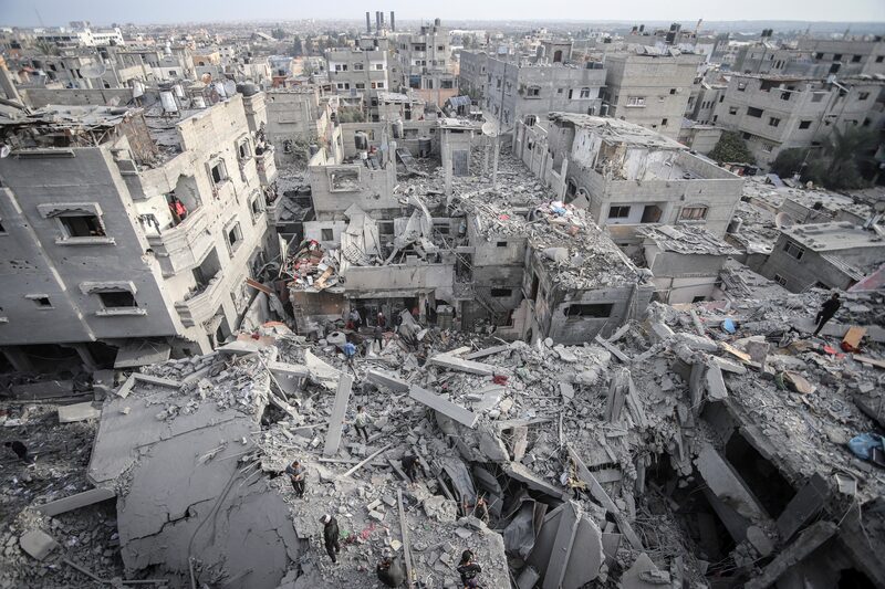 Destroyed buildings following an Israeli airstrike at the Nuseirat refugee camp in central Gaza. Destroyed buildings following an Israeli airstrike at the Nuseirat refugee camp in central Gaza.