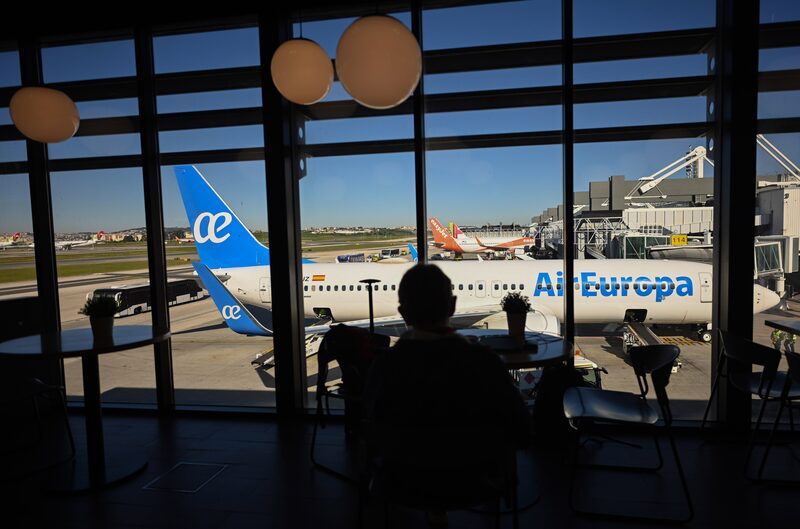An Air Europa passenger jet at Lisbon Airport An Air Europa passenger jet at Lisbon Airport