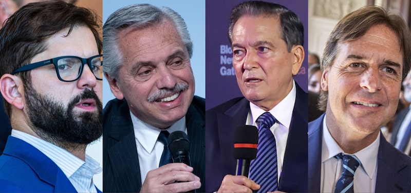 De izquierda a la derecha: Gabriel Boric, presidente de Chile; Alberto Fernández, presidente de Argentina; Laurentino Cortizo, presidente de Panamá, y Luis Lacalle Pou, presidente de Uruguay. De izquierda a la derecha: Gabriel Boric, presidente de Chile; Alberto Fernández, presidente de Argentina; Laurentino Cortizo, presidente de Panamá, y Luis Lacalle Pou, presidente de Uruguay.