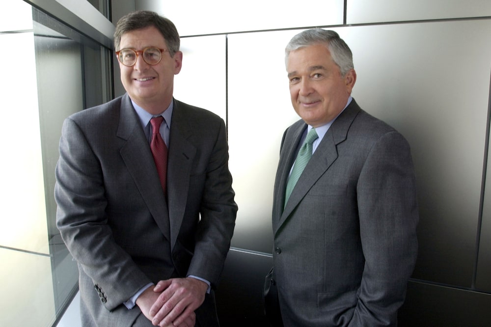 400280 01: IBM President and chief operating officer Samuel J. Palmisano (L) poses for a portrait with chief executive Louis V. Gerstner in this undated photo. The company announced January 29, 2002 that Palmisano will replace Gerster as CEO on March 1, 2002. (Photo by IBM/Getty Images) 400280 01: IBM President and chief operating officer Samuel J. Palmisano (L) poses for a portrait with chief executive Louis V. Gerstner in this undated photo. The company announced January 29, 2002 that Palmisano will replace Gerster as CEO on March 1, 2002. (Photo by IBM/Getty Images)