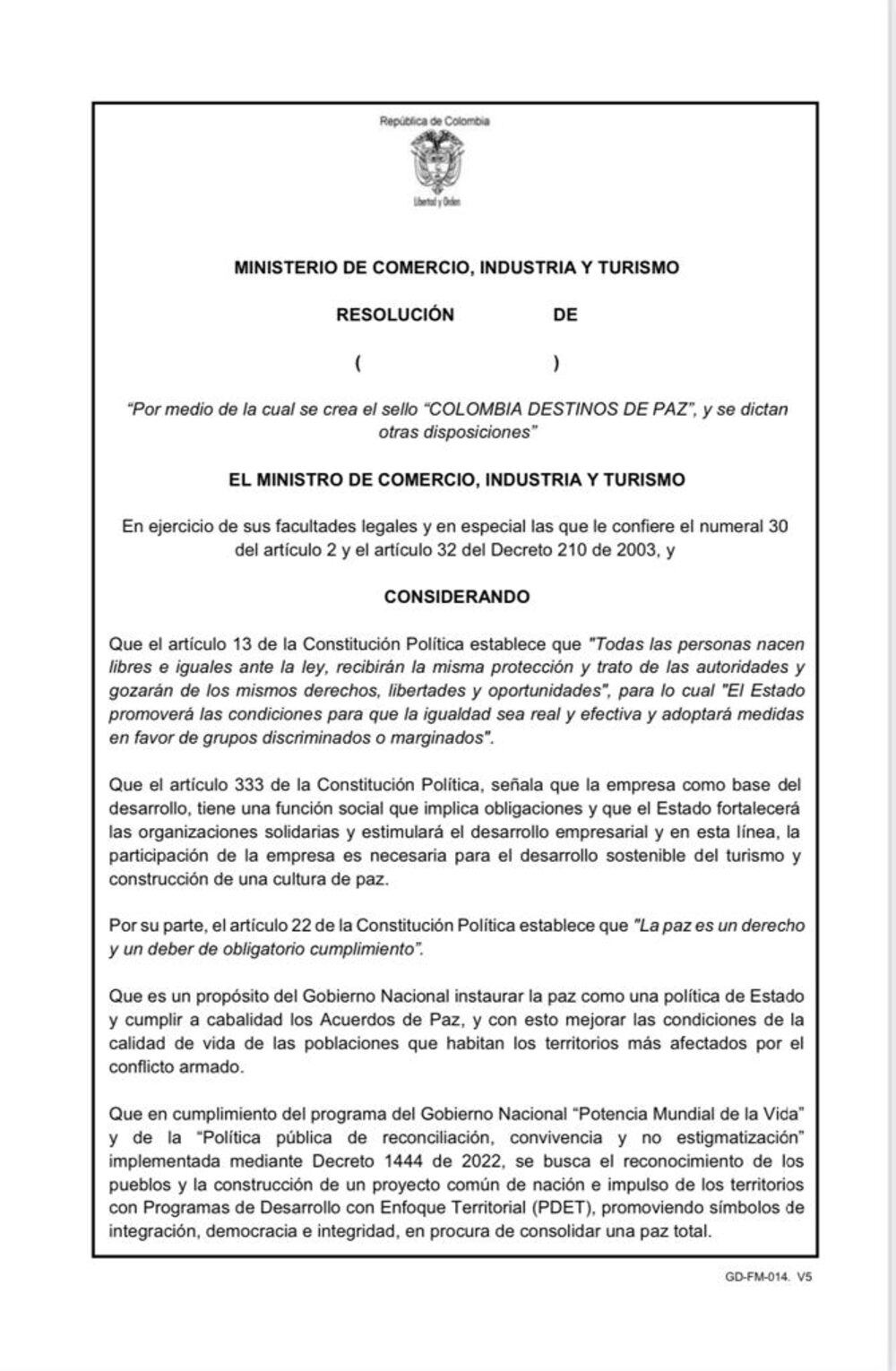 Proyecto de resolución 1 Proyecto de resolución 1