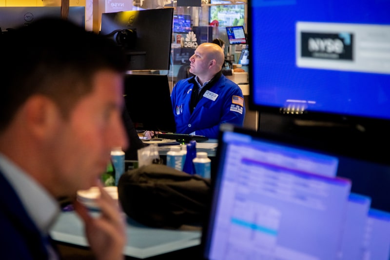 Traders On The Floor Of The NYSE As US Stocks Fall With Trade War Worries Overshadowing Slower Inflation Traders On The Floor Of The NYSE As US Stocks Fall With Trade War Worries Overshadowing Slower Inflation