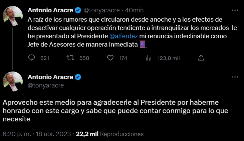 El funcionario y exCEO explicó los motivos de su salida a través de Twitter El funcionario y exCEO explicó los motivos de su salida a través de Twitter