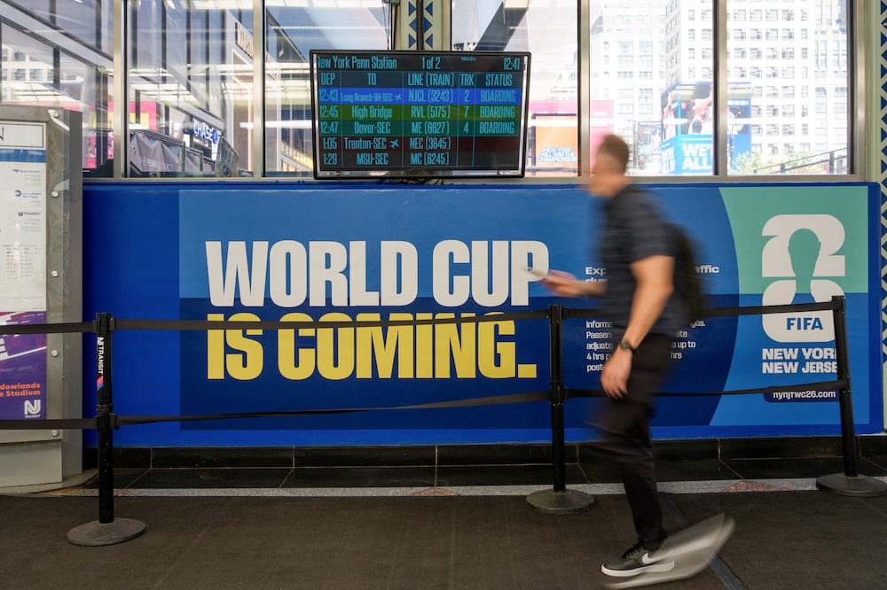 Signage for the FIFA World Cup at Penn Station in New York, US, on Thursday, June 4, 2026. New Jersey Transit will reduce its controversial $150 World Cup ticket price to $105 after widespread pushback. Photographer: Adam Gray/Bloomberg Signage for the FIFA World Cup at Penn Station in New York, US, on Thursday, June 4, 2026. New Jersey Transit will reduce its controversial $150 World Cup ticket price to $105 after widespread pushback. Photographer: Adam Gray/Bloomberg