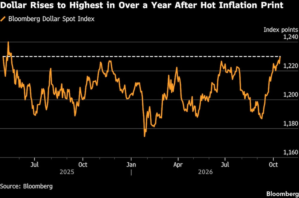El dólar alcanza su máximo en más de un año tras conocerse unas cifras de inflación muy elevadas. El dólar alcanza su máximo en más de un año tras conocerse unas cifras de inflación muy elevadas.