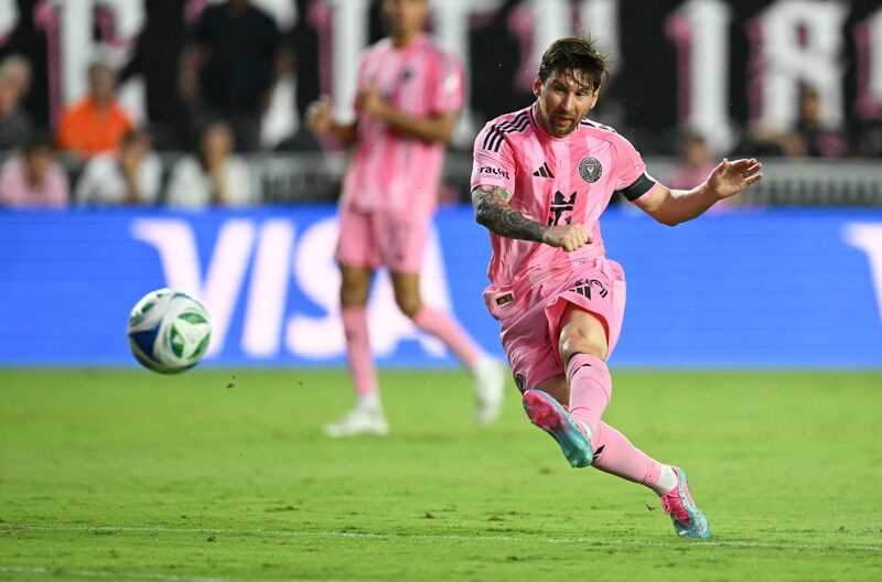 Lionel Messi kicks the ball to score against CF Montreal at Chase Stadium in Fort Lauderdale, Florida. Photographer: Chandan Khanna/AFP/Getty Images Lionel Messi kicks the ball to score against CF Montreal at Chase Stadium in Fort Lauderdale, Florida. Photographer: Chandan Khanna/AFP/Getty Images