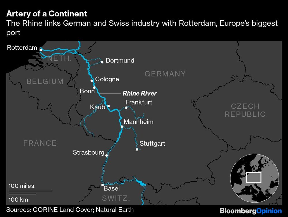 El Rin une las industrias de Alemania y Suiza con Rotterdam, el puerto más grande de Europa El Rin une las industrias de Alemania y Suiza con Rotterdam, el puerto más grande de Europa