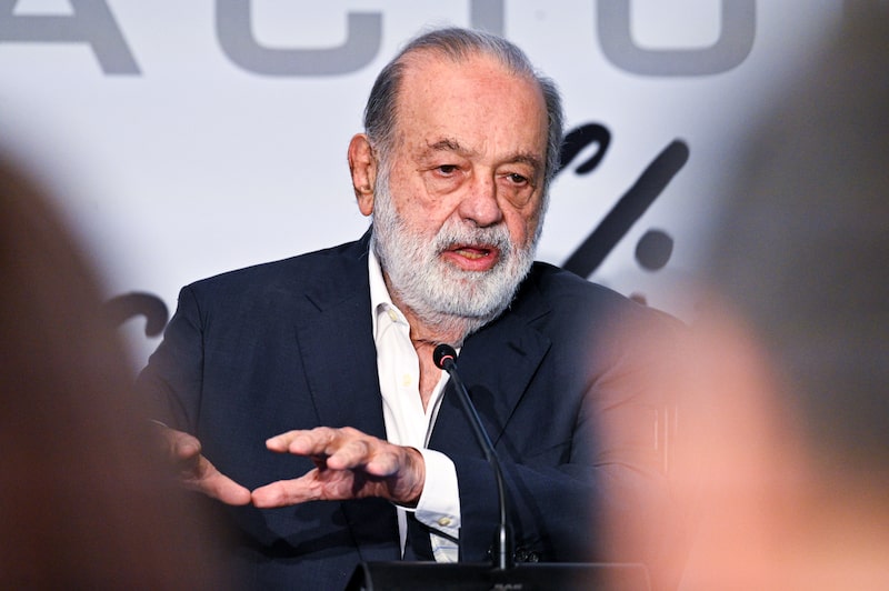 Carlos Slim Helú, presidente honorario de América Móvil y Grupo Carso, durante una conferencia de prensa el 26 de mayo de 2026 en la Ciudad de México. Carlos Slim Helú, presidente honorario de América Móvil y Grupo Carso, durante una conferencia de prensa el 26 de mayo de 2026 en la Ciudad de México.