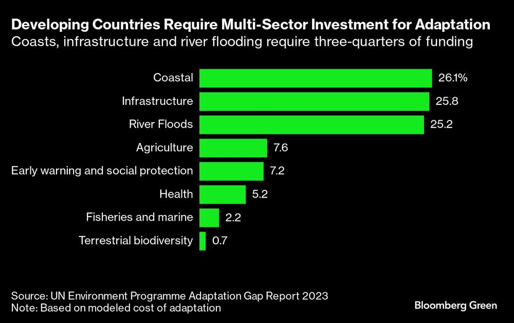 Los países en desarrollo necesitan inversiones multisectoriales para la adaptación | Las costas, las infraestructuras y las inundaciones fluviales requieren tres cuartas partes de la financiación Los países en desarrollo necesitan inversiones multisectoriales para la adaptación | Las costas, las infraestructuras y las inundaciones fluviales requieren tres cuartas partes de la financiación