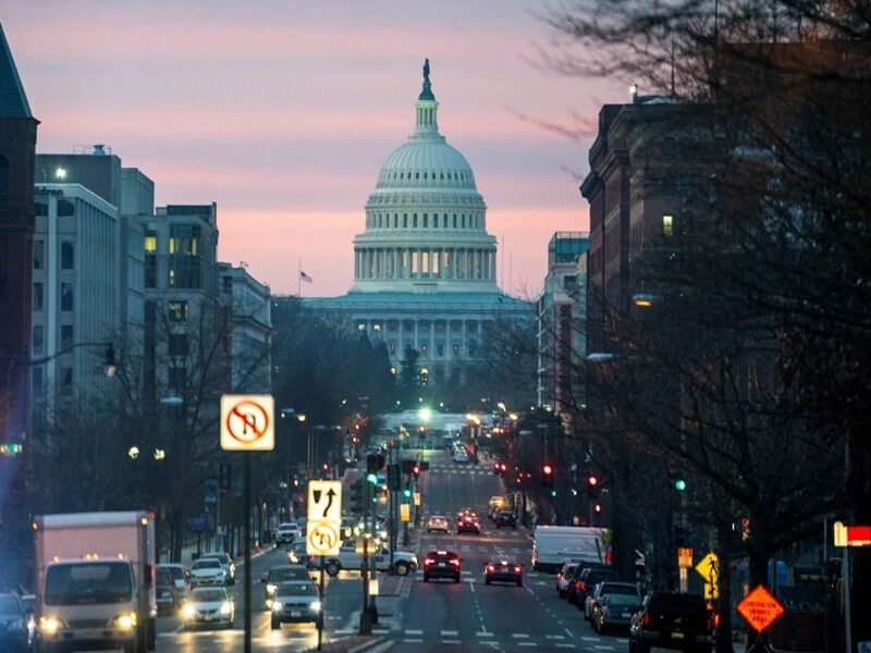WASHINGTON, DC - FEBRUARY 10: The U.S. Capitol dome is seen from North Capitol Street at sunrise on February 10, 2021 in Washington, DC. House managers and the defense will make opening arguments today as the Senate impeachment trial of former president Donald J. Trump continues. (Photo by Sarah Silbiger/Getty Images) WASHINGTON, DC - FEBRUARY 10: The U.S. Capitol dome is seen from North Capitol Street at sunrise on February 10, 2021 in Washington, DC. House managers and the defense will make opening arguments today as the Senate impeachment trial of former president Donald J. Trump continues. (Photo by Sarah Silbiger/Getty Images)