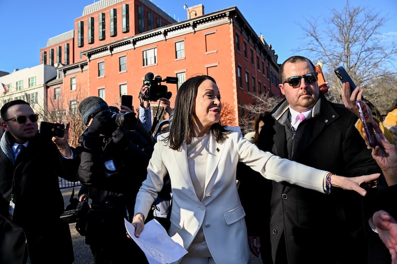 María Corina Machado tras una reunión en la Casa Blanca en Washington, D.C., el 15 de enero. Fotógrafo: Graeme Sloan/Bloomberg. María Corina Machado tras una reunión en la Casa Blanca en Washington, D.C., el 15 de enero. Fotógrafo: Graeme Sloan/Bloomberg.
