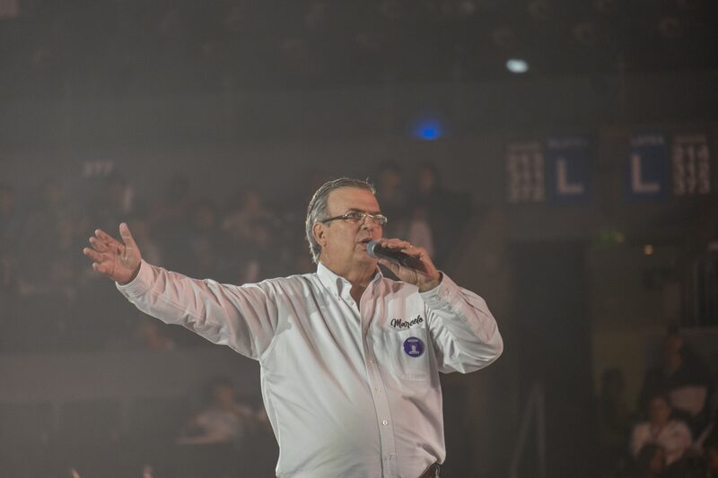 Marcelo Ebrard, Mexico's former foreign affairs minister and primary candidate for the Morena party, speaks during a closing campaign rally in Mexico City, Mexico, on Sunday, Aug. 27, 2023. Photographer: Fred Ramos/Bloomberg Marcelo Ebrard, Mexico's former foreign affairs minister and primary candidate for the Morena party, speaks during a closing campaign rally in Mexico City, Mexico, on Sunday, Aug. 27, 2023. Photographer: Fred Ramos/Bloomberg