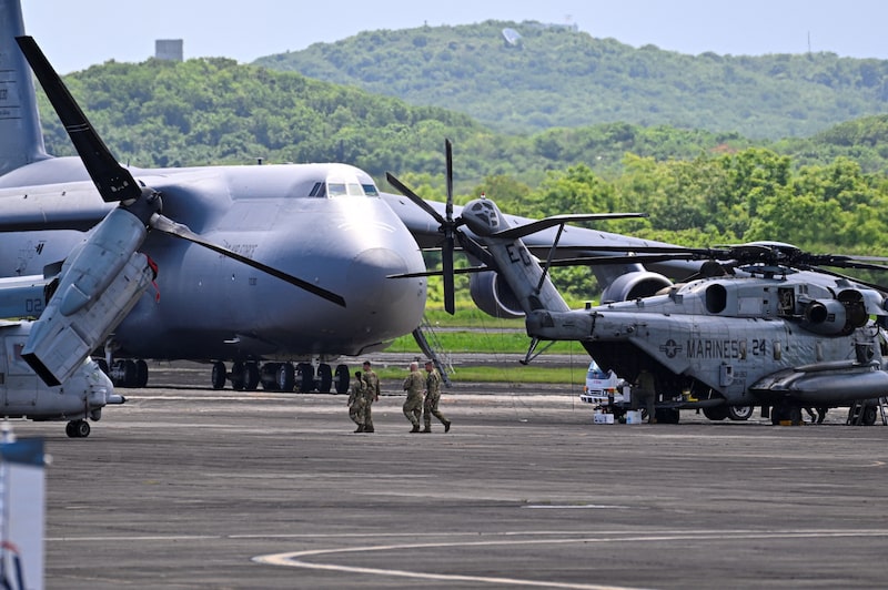 Un Boeing C-5 Galaxy de la Fuerza Aérea de EE.UU. estacionado en el Aeropuerto José Aponte de la Torre,el 13 de septiembre de 2025 en Ceiba, Puerto Rico. Foto: Miguel J. Rodriguez Carrillo/AFP/Getty Images Un Boeing C-5 Galaxy de la Fuerza Aérea de EE.UU. estacionado en el Aeropuerto José Aponte de la Torre,el 13 de septiembre de 2025 en Ceiba, Puerto Rico. Foto: Miguel J. Rodriguez Carrillo/AFP/Getty Images