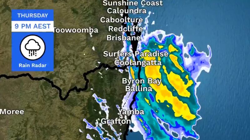 Radar de lluvias por el avance del ciclón Alfred hacia Australia. Radar de lluvias por el avance del ciclón Alfred hacia Australia.