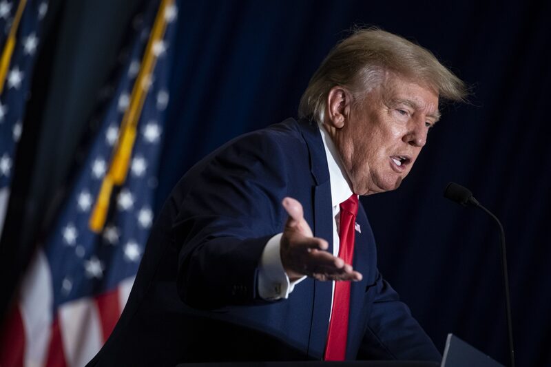 El expresidente de EE.UU. Donald Trump habla durante la Cumbre de la Agenda América Primero del Instituto de Política en Washington, D.C., EE.UU., el martes 26 de julio de 2022. El expresidente de EE.UU. Donald Trump habla durante la Cumbre de la Agenda América Primero del Instituto de Política en Washington, D.C., EE.UU., el martes 26 de julio de 2022.