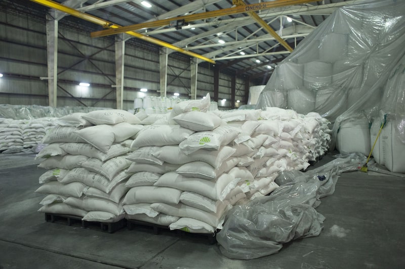 A view of the sugar bulk warehouse at the La Gloria sugar mill in Ursulo Galvan, Veracruz, Mexico A view of the sugar bulk warehouse at the La Gloria sugar mill in Ursulo Galvan, Veracruz, Mexico
