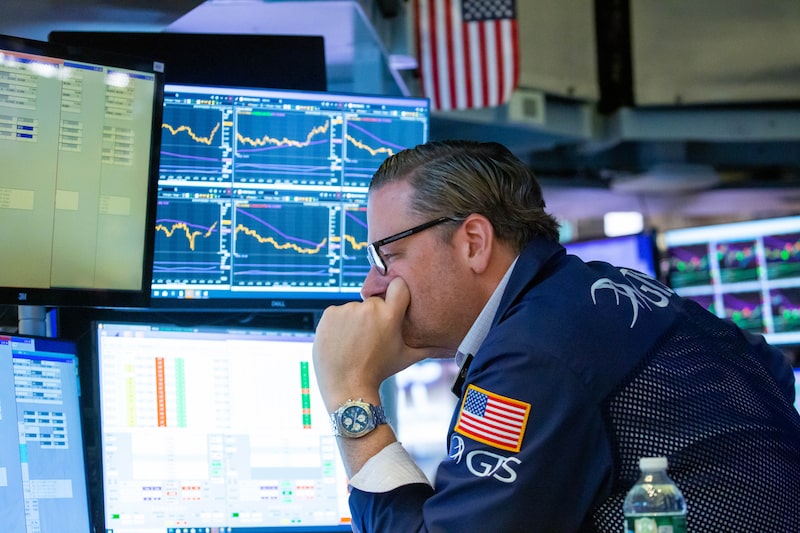 A trader works on the floor of the New York Stock Exchange (NYSE) in New York, U.S., on Monday, Sept. 20, 2021. The global stock rout sparked by investor angst over Chinas real-estate sector and Federal Reserve tapering deepened on Monday, with U.S. stocks falling more than 2% and European equities tumbling the most in more than two months. Photographer: Michael Nagle/Bloomberg A trader works on the floor of the New York Stock Exchange (NYSE) in New York, U.S., on Monday, Sept. 20, 2021. The global stock rout sparked by investor angst over Chinas real-estate sector and Federal Reserve tapering deepened on Monday, with U.S. stocks falling more than 2% and European equities tumbling the most in more than two months. Photographer: Michael Nagle/Bloomberg