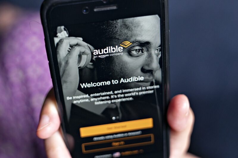The Audible application is displayed on a smartphone The Audible application is displayed on a smartphone