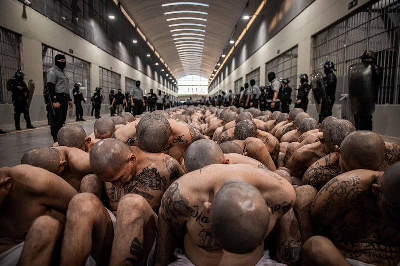 El Centro de Confinamiento del Terrorismo (CECOT), el 1 de marzo de 2023. Su tamaño equivale a siete veces el Estadio Cuscatlán. El Centro de Confinamiento del Terrorismo (CECOT), el 1 de marzo de 2023. Su tamaño equivale a siete veces el Estadio Cuscatlán.