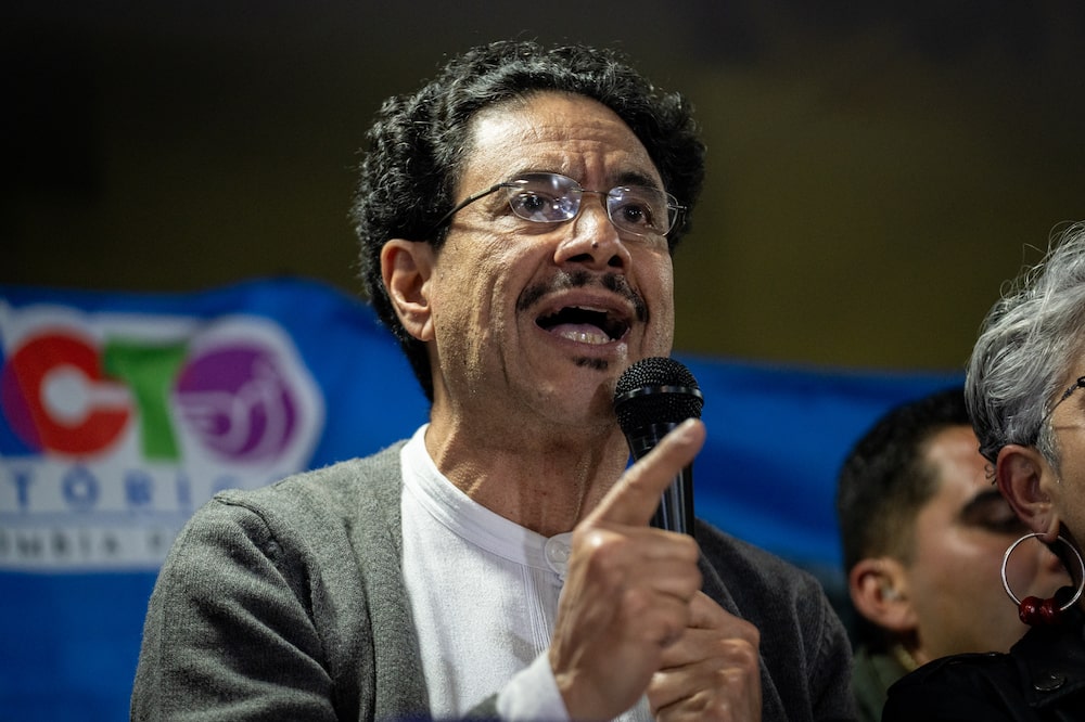 Senator Ivan Cepeda speaks during an election night rally following the Pacto Historico presidential primary in Bogota, Colombia, on Sunday, Oct. 26, 2025. Cepeda took a wide lead in a primary of the nation's biggest leftist movement, boosting his chances of becoming the main presidential candidate seeking to carry forward President Gustavo Petro's legacy in elections next year. Photographer: Nathalia Angarita/Bloomberg Senator Ivan Cepeda speaks during an election night rally following the Pacto Historico presidential primary in Bogota, Colombia, on Sunday, Oct. 26, 2025. Cepeda took a wide lead in a primary of the nation's biggest leftist movement, boosting his chances of becoming the main presidential candidate seeking to carry forward President Gustavo Petro's legacy in elections next year. Photographer: Nathalia Angarita/Bloomberg