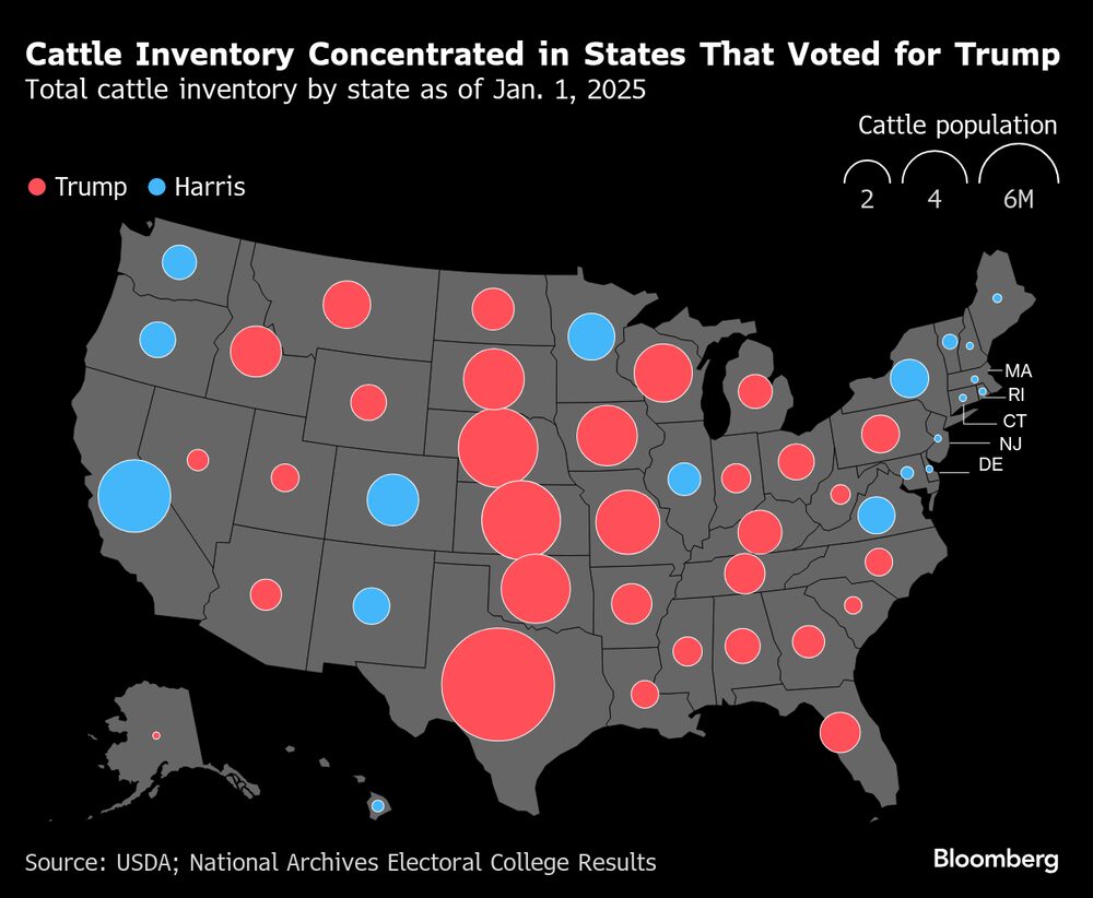 Inventario total de ganado por estado al 1 de enero de 2025. Inventario total de ganado por estado al 1 de enero de 2025.