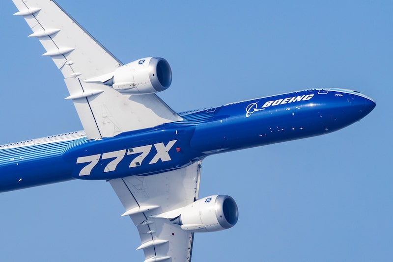 Un Boeing 777X en el Salón Aeronáutico de Dubái en 2025. Fotógrafo: Walaa Alshaer/Bloomberg. Un Boeing 777X en el Salón Aeronáutico de Dubái en 2025. Fotógrafo: Walaa Alshaer/Bloomberg.