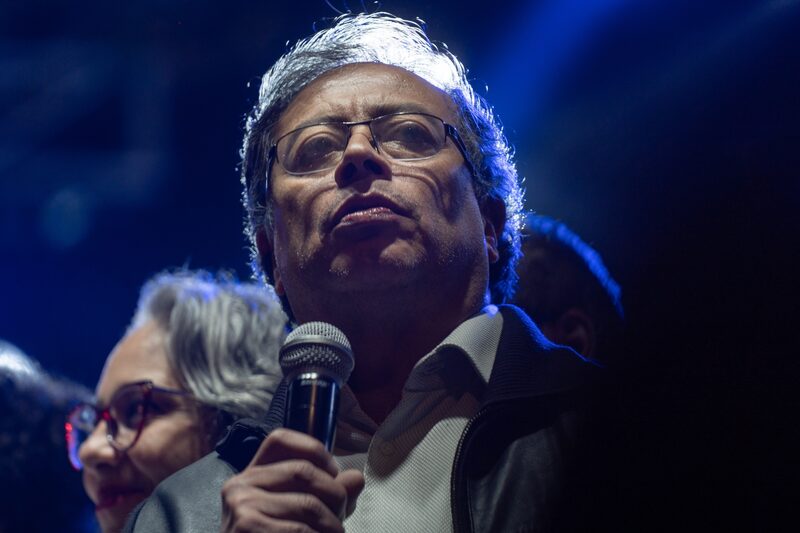 Gustavo Petro en un mitin de campaña en Bogotá, el 4 de marzo. Gustavo Petro en un mitin de campaña en Bogotá, el 4 de marzo.