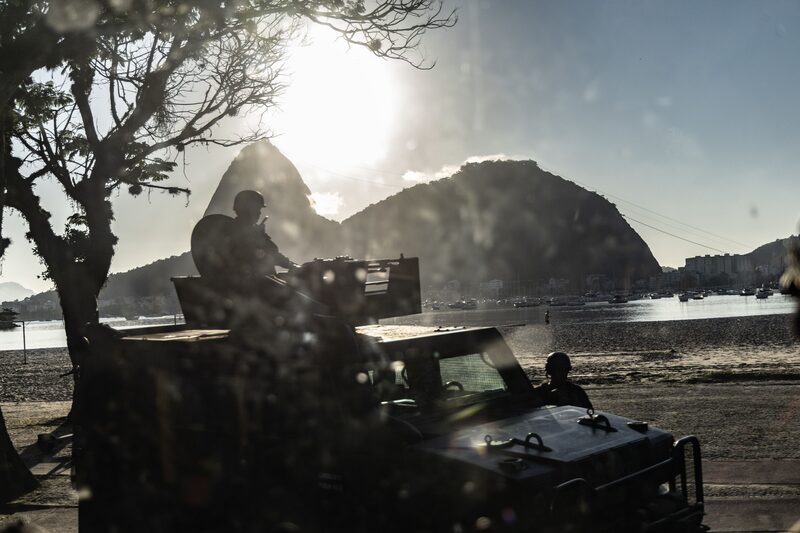 Soldiers patrol Botafogo beach during the Group of 20 (G-20) Leaders' Summit in Rio de Janeiro, Brazil, on Monday, Nov. 18, 2024. G-20 leaders meeting in Brazil this week are set to show unity on climate action and global trade rules, two areas threatened by US President-elect Donald Trump, as talks continue on how to characterize Russia's war in Ukraine and tensions in the Middle East. Photographer: Dado Galdieri/Bloomberg Soldiers patrol Botafogo beach during the Group of 20 (G-20) Leaders' Summit in Rio de Janeiro, Brazil, on Monday, Nov. 18, 2024. G-20 leaders meeting in Brazil this week are set to show unity on climate action and global trade rules, two areas threatened by US President-elect Donald Trump, as talks continue on how to characterize Russia's war in Ukraine and tensions in the Middle East. Photographer: Dado Galdieri/Bloomberg
