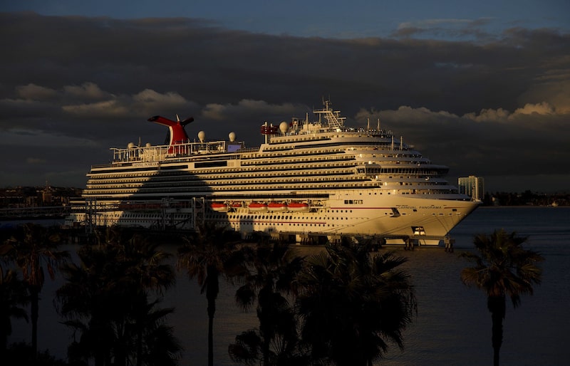 The Carnival Corp. Panorama cruise ship sits docked in Long Beach, California on March 7, 2020. The Carnival Corp. Panorama cruise ship sits docked in Long Beach, California on March 7, 2020.