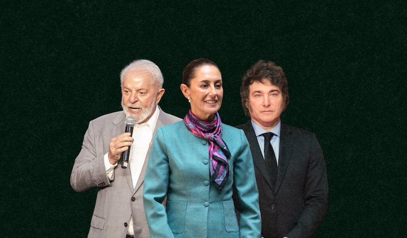 Lula da Silva, Claudia Sheinbaum y Javier Milei, presidentes de Brasil, México y Argentina. Lula da Silva, Claudia Sheinbaum y Javier Milei, presidentes de Brasil, México y Argentina.