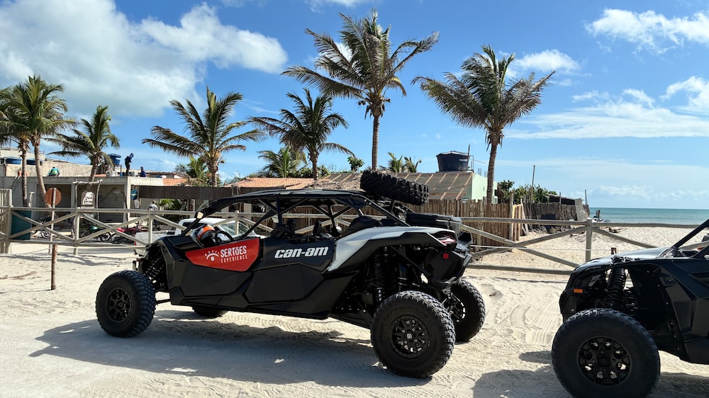 Veículos UTV (Can-Am) para turismo de aventura. Operadora: Sertões Experience. Local: Praia do Preá, Cruz-CE. Contexto: Consolidado como produto turístico complementar à região de Jericoacoara, com logística facilitada pelo aeroporto regional. Veículos UTV (Can-Am) para turismo de aventura. Operadora: Sertões Experience. Local: Praia do Preá, Cruz-CE. Contexto: Consolidado como produto turístico complementar à região de Jericoacoara, com logística facilitada pelo aeroporto regional.