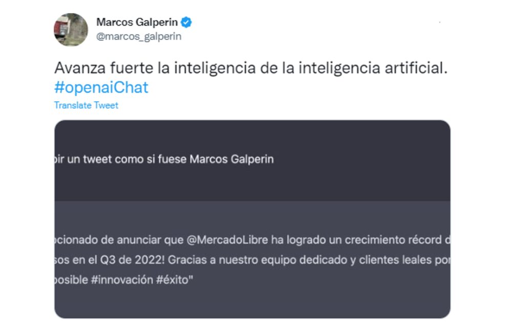 OpenAI fue destacada por el fundador y CEO de Mercado Libre, Marcos Galperin. OpenAI fue destacada por el fundador y CEO de Mercado Libre, Marcos Galperin.
