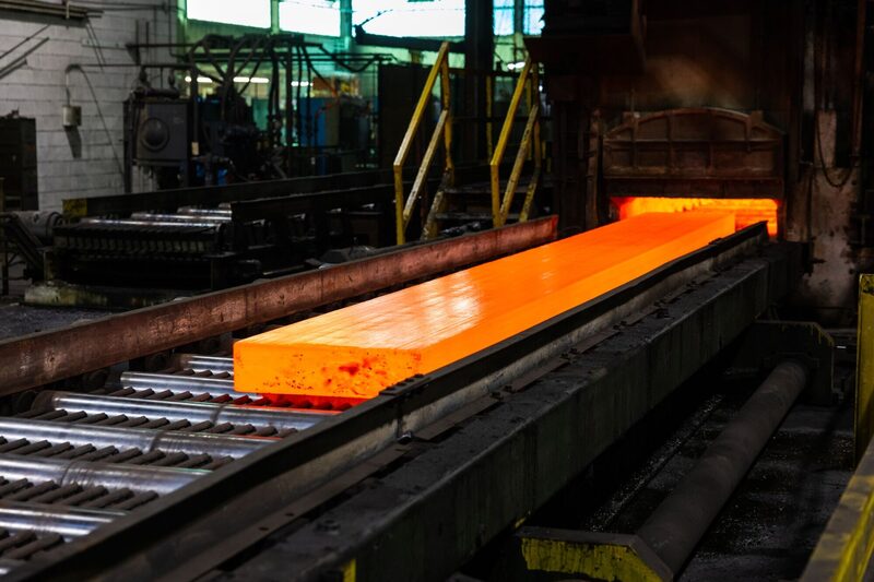 Una torta de cobre pasa por un horno. Una torta de cobre pasa por un horno.