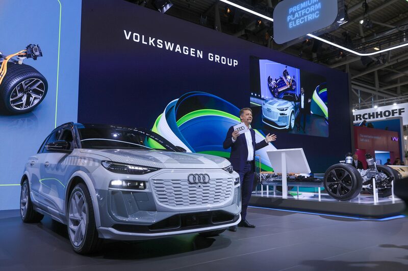 Gernot Döllner presents an Audi Q6 e-tron prototype at the Munich Motor Show in Munich, Germany, in September. Gernot Döllner presents an Audi Q6 e-tron prototype at the Munich Motor Show in Munich, Germany, in September.