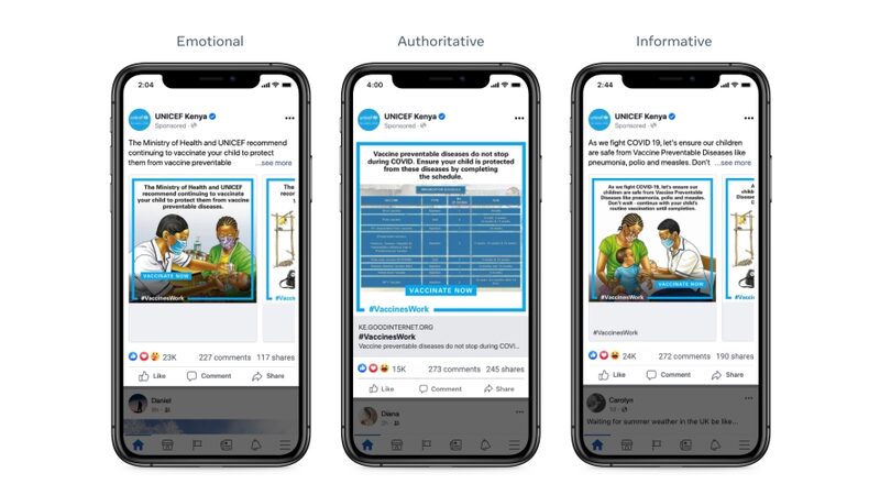 No Quênia, pesquisadores testaram vários tons de anúncios de vacinas para ver qual tinha o melhor desempenho No Quênia, pesquisadores testaram vários tons de anúncios de vacinas para ver qual tinha o melhor desempenho