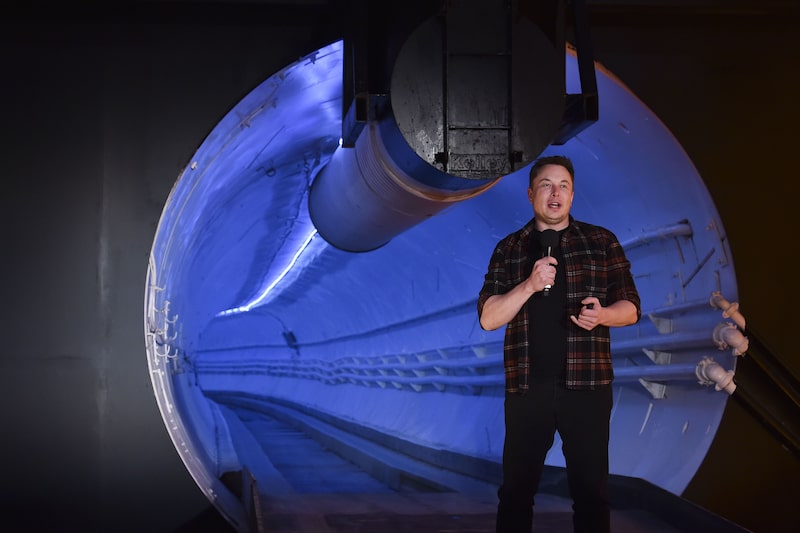 Elon Musk during an unveiling event for the Boring Co. Hawthorne test tunnel in Hawthorne, California. Elon Musk during an unveiling event for the Boring Co. Hawthorne test tunnel in Hawthorne, California.