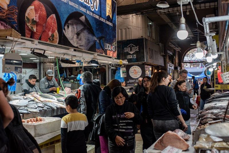 Shoppers at the Central Market in Santiago, Chile. Shoppers at the Central Market in Santiago, Chile.
